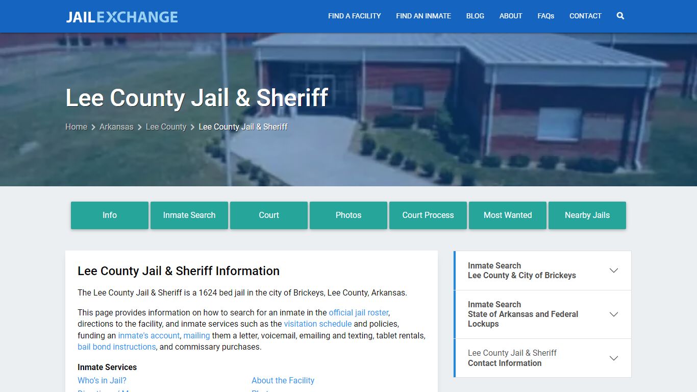 Lee County Jail & Sheriff, AR Inmate Search, Information